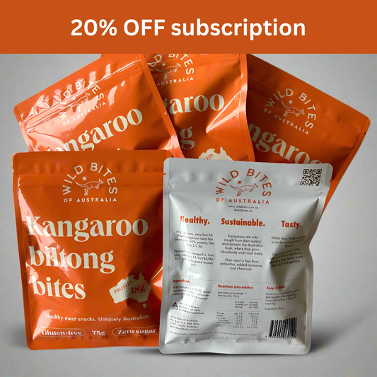 20% OFF Monthly subscription pack of 5 kangaroo biltong 75g