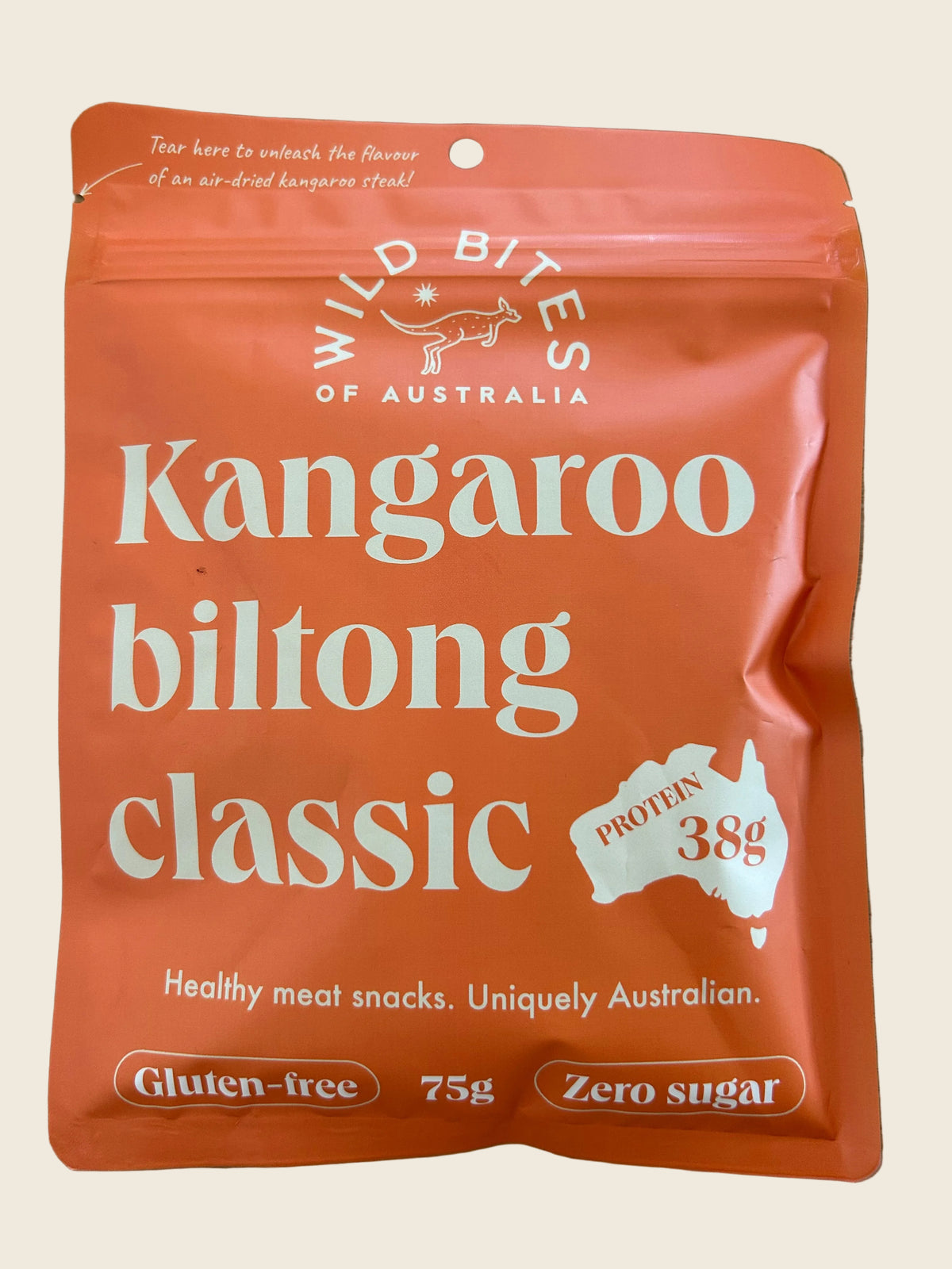 2 MIX: 1 CLASSIC & 1 CHILLI Wild Bites kangaroo biltong 75g