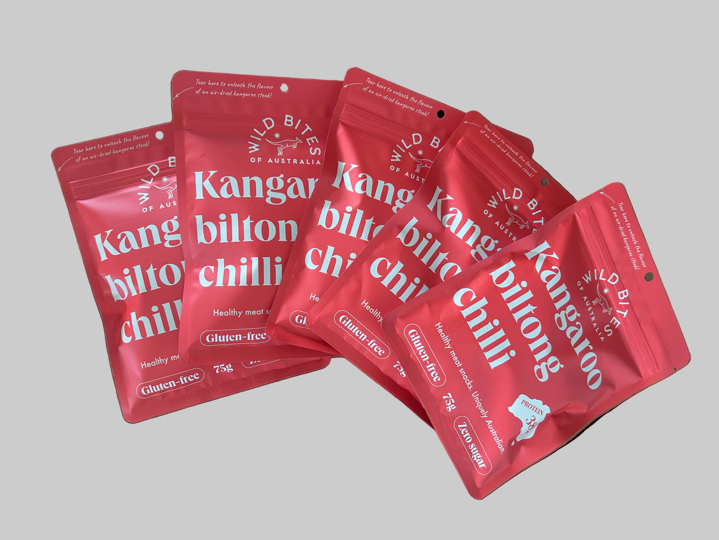 Pack of 5 CHILLI kangaroo biltong 75g